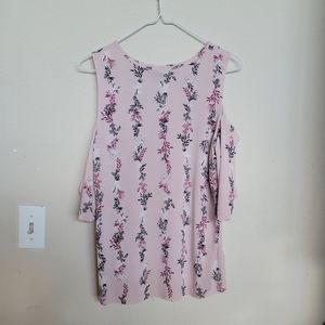 Pink Floral Cutout Blouse